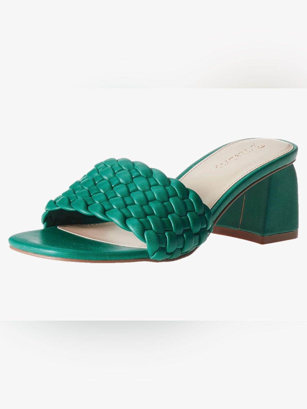Braided Open-Toe Mule in Emerald Green